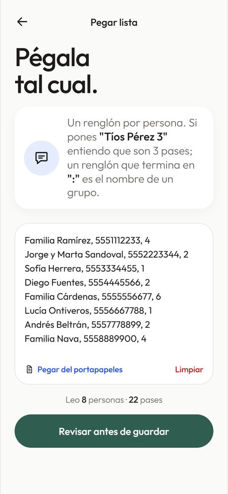 Pega la lista tal cual