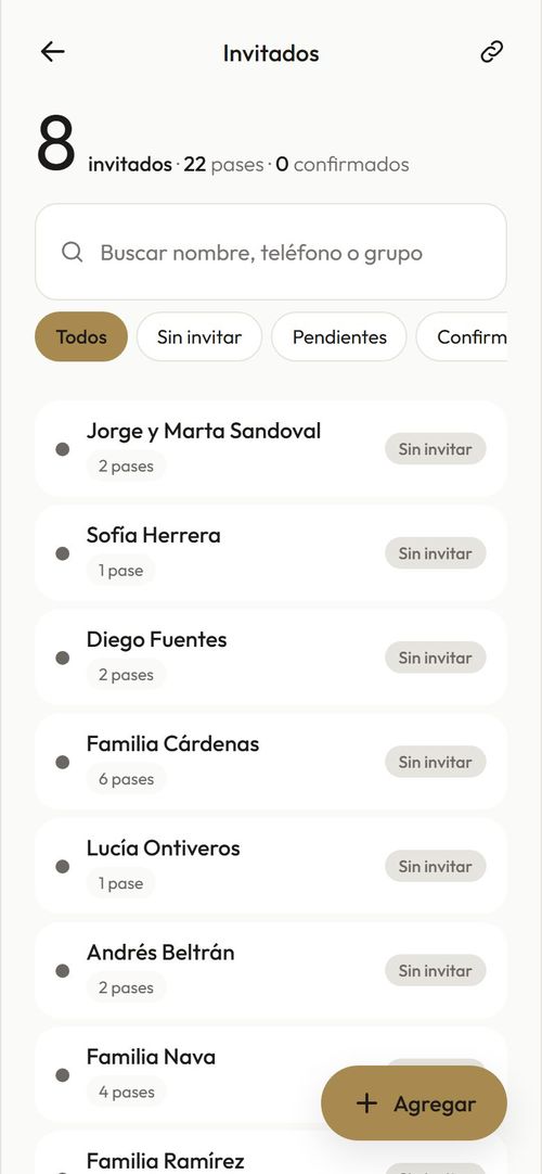 Tu lista, con el pase de cada familia.