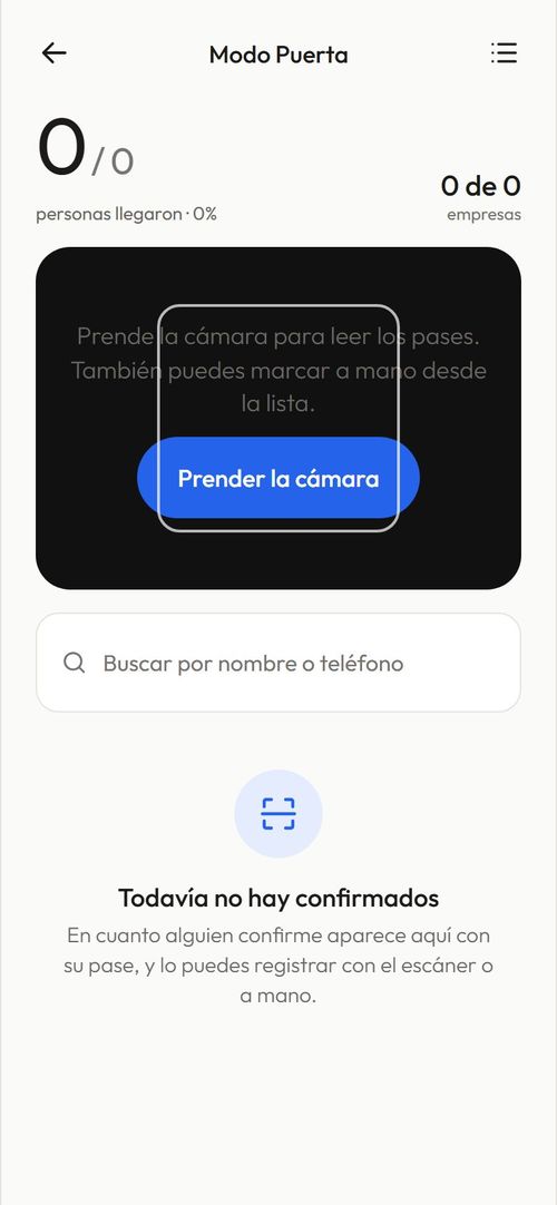 Modo Puerta: escaneas el QR y pasa.