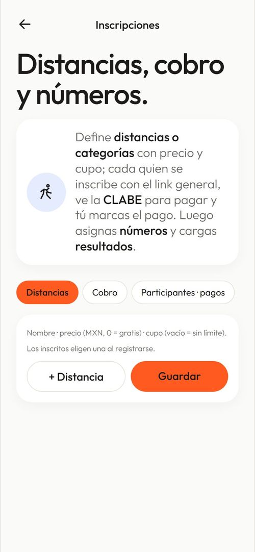 Las inscripciones y la entrega de kit.